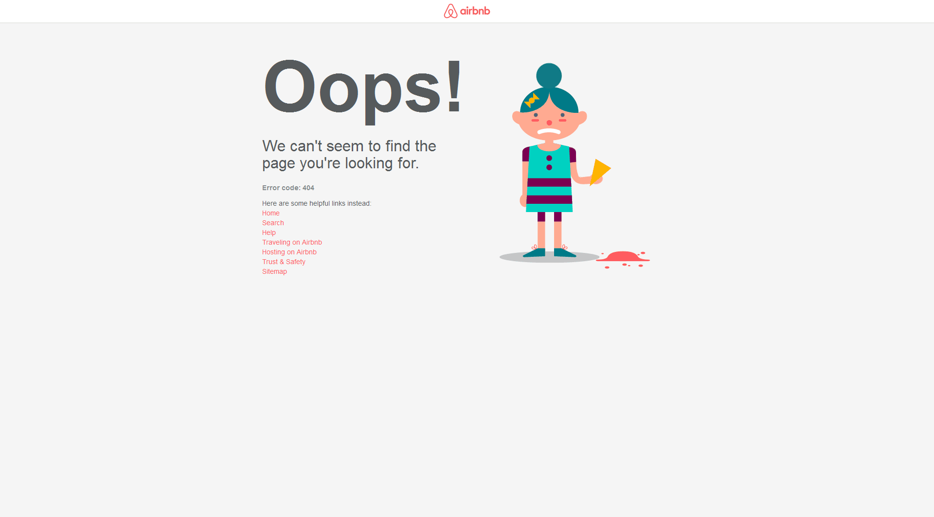 404-Seite von Airbnb