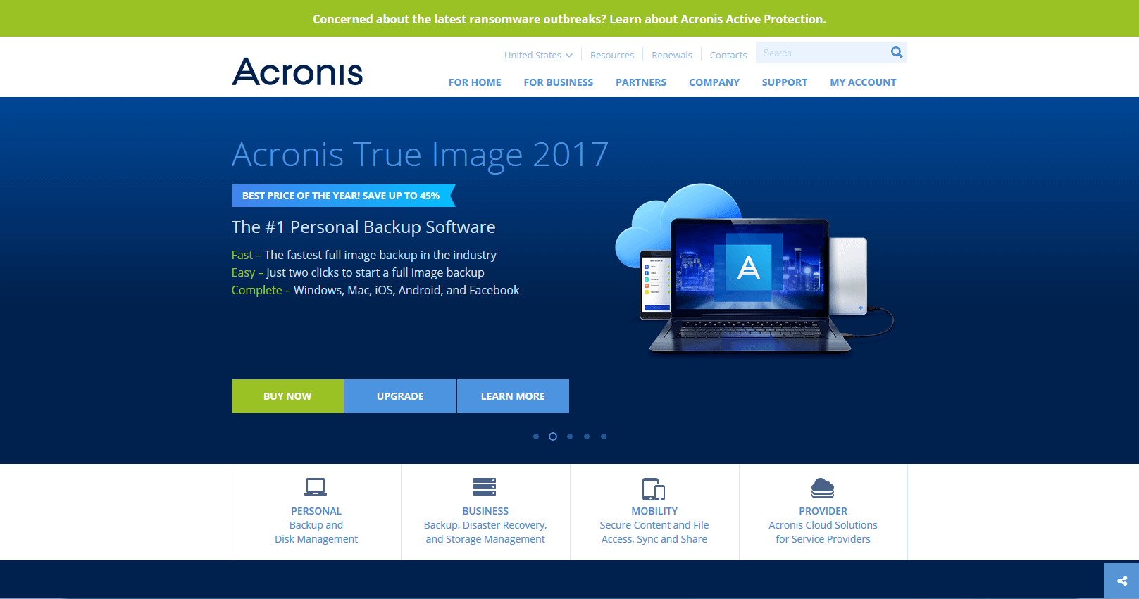 Produkt-Website: Acronis True Image 2017