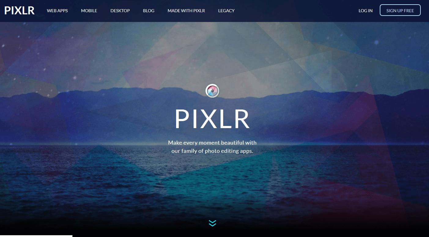Homepage von Pixlr