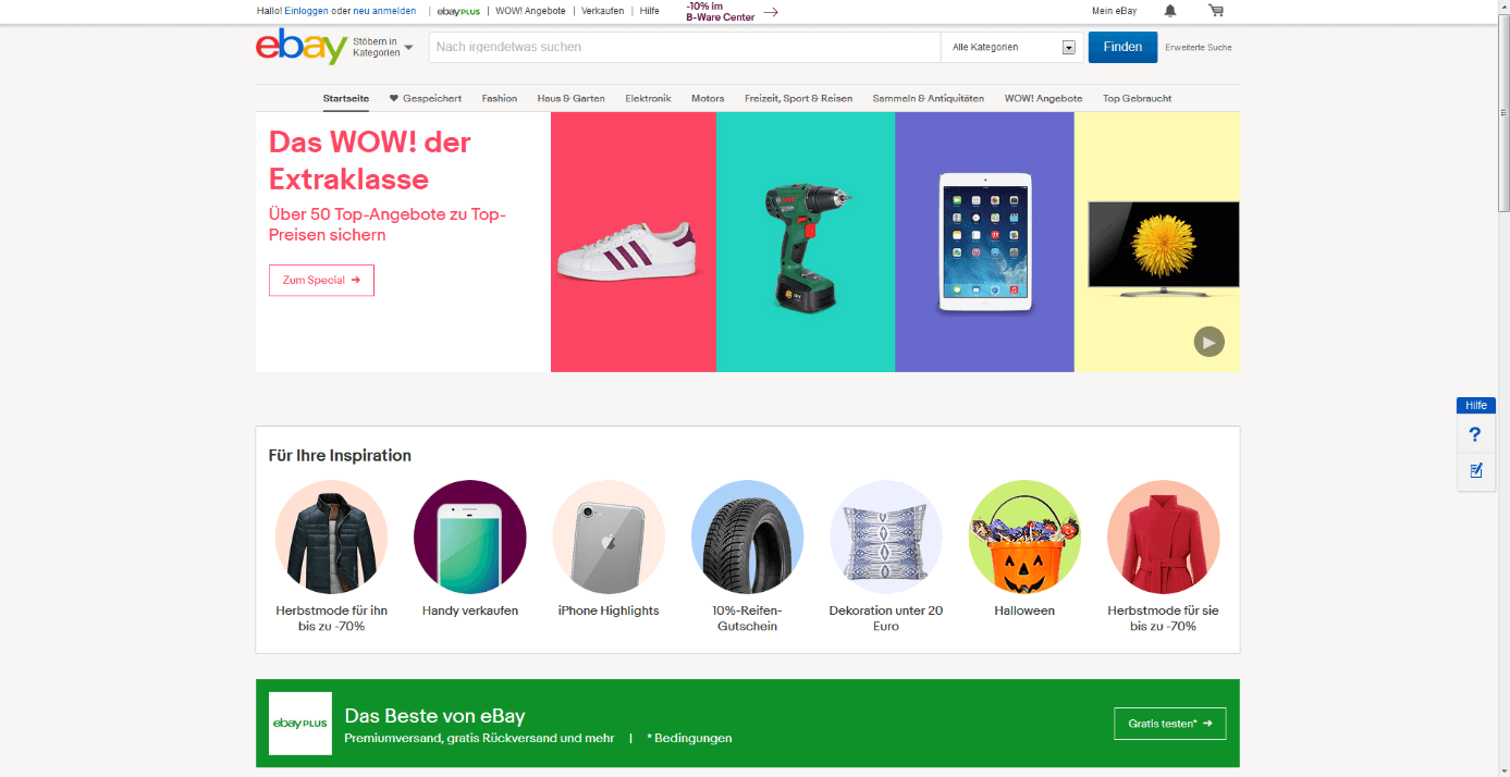 Startseite von ebay.de