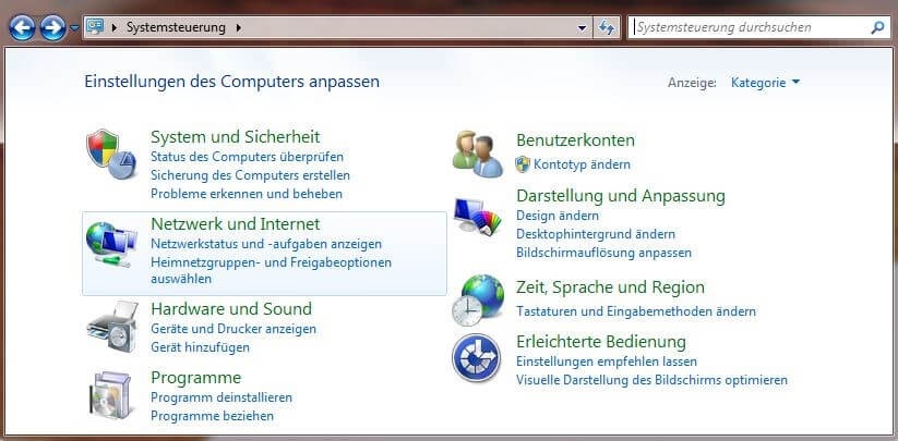 Windows-7-Systemsteuerung