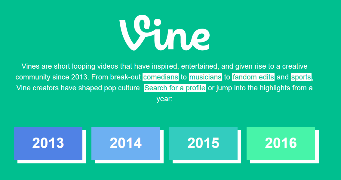 Der Startbildschirm von Vine