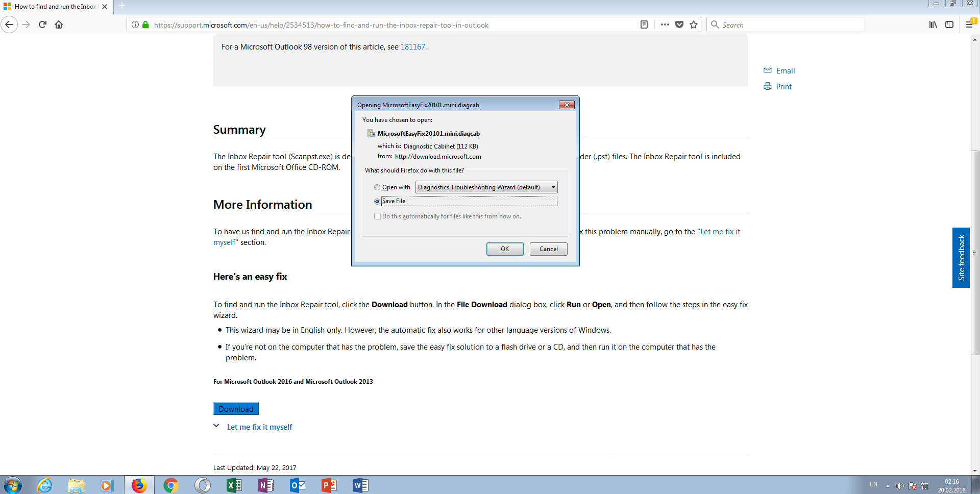 Download der Easy-fix-Lösung von Microsoft