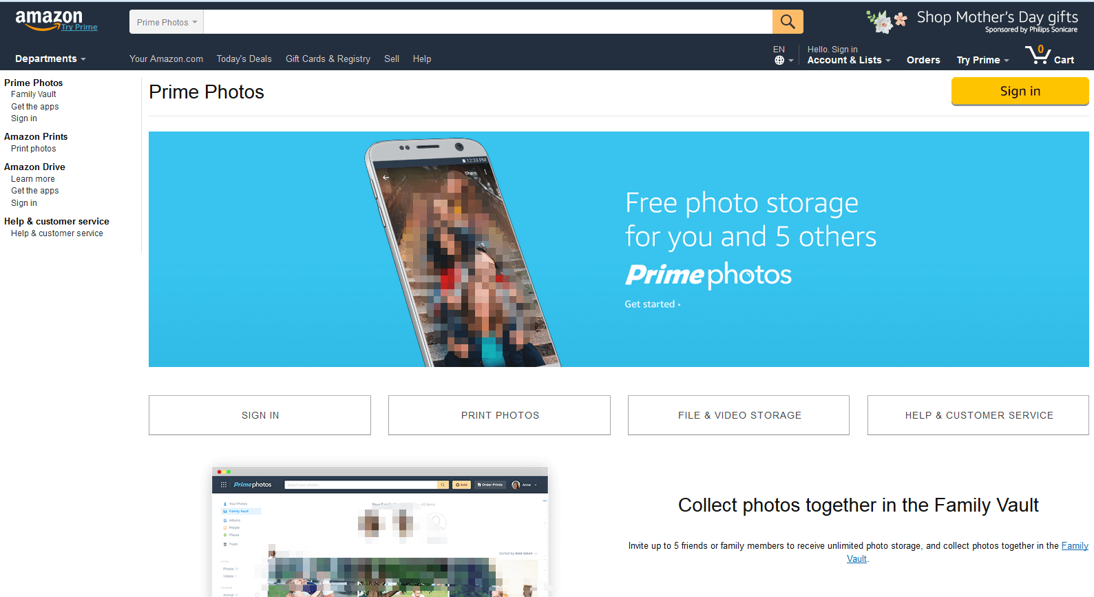 Screenshot von Amazon Prime Photos