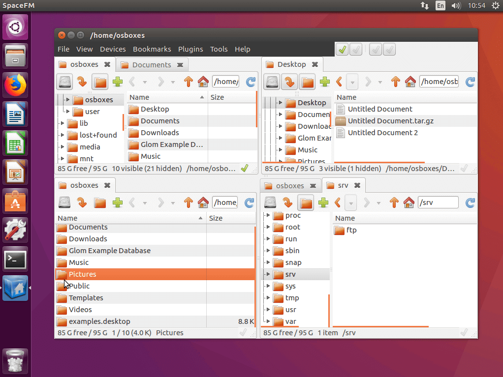 Die Benutzeroberfläche des Linux-Dateimanagers SpaceFM