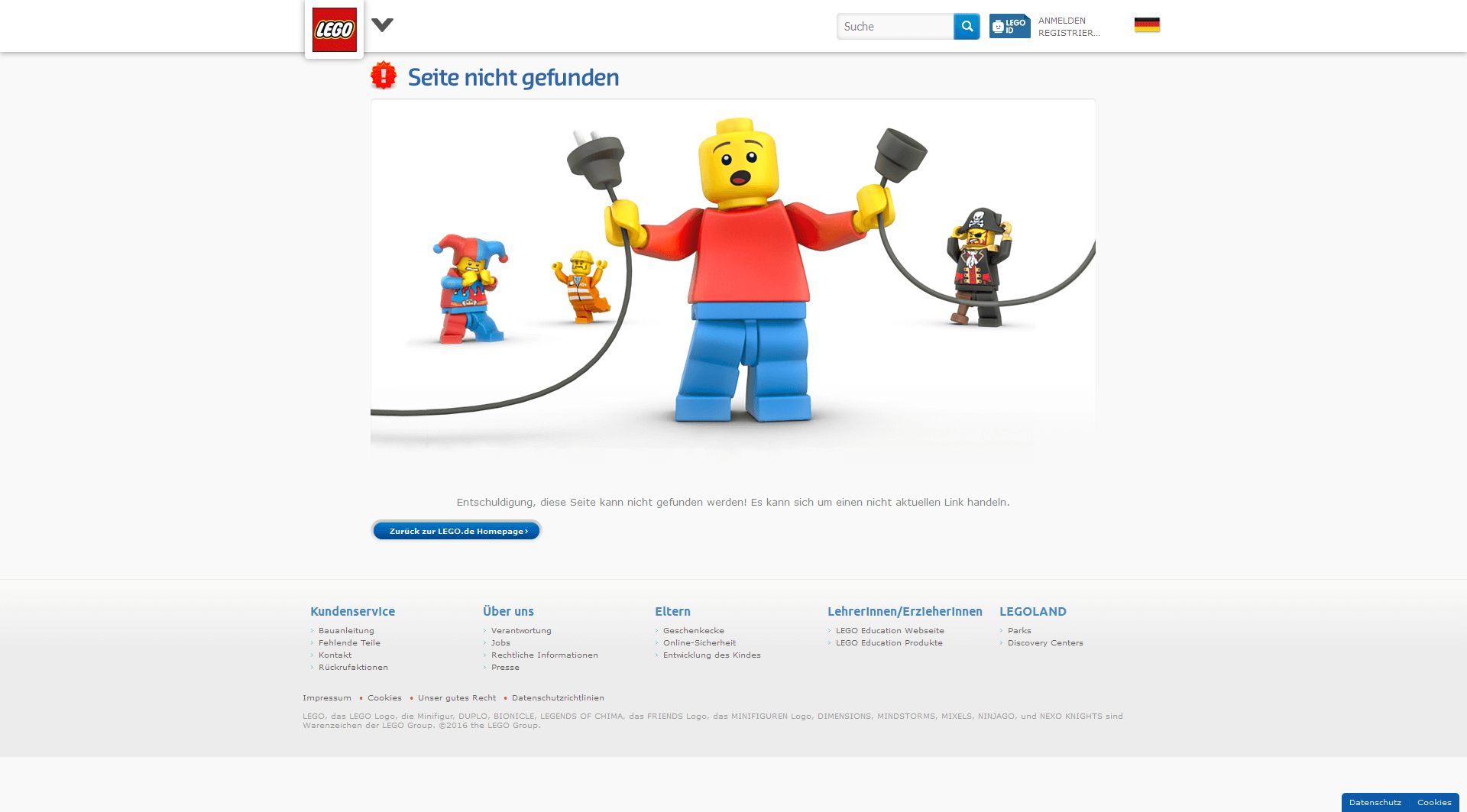 404-Seite von Lego