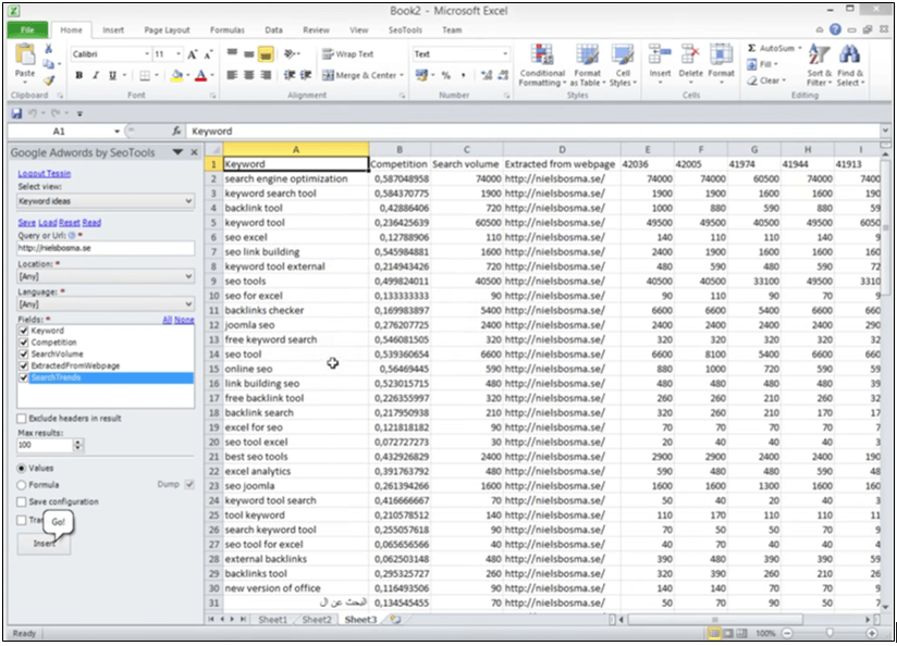 Keyword-Analysen mit SEO-Tools für Excel