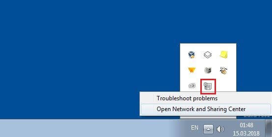 Windows 7: Netzwerksymbol im System Tray