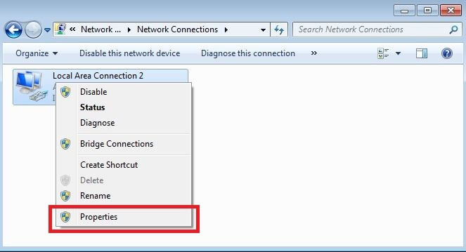 Windows-Fenster mit Übersicht verfügbarer LAN-Verbindungen