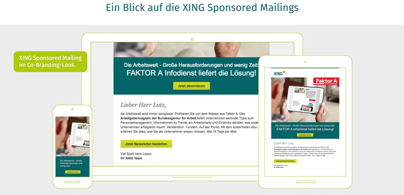 Sponsored Mailings von XING