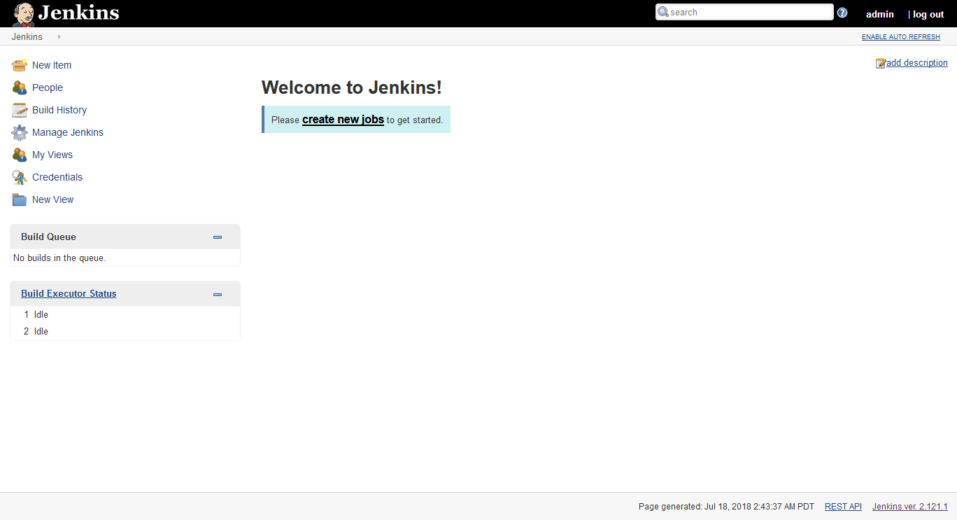 Weboberfläche von Jenkins