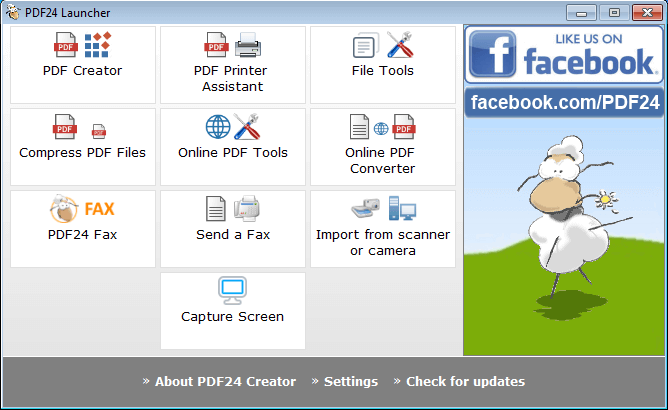 PDF24-Launcher-Benutzeroberfläche