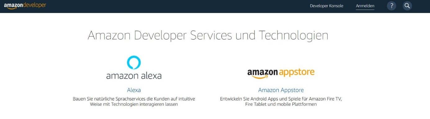 Amazon Developer Services: Startseite