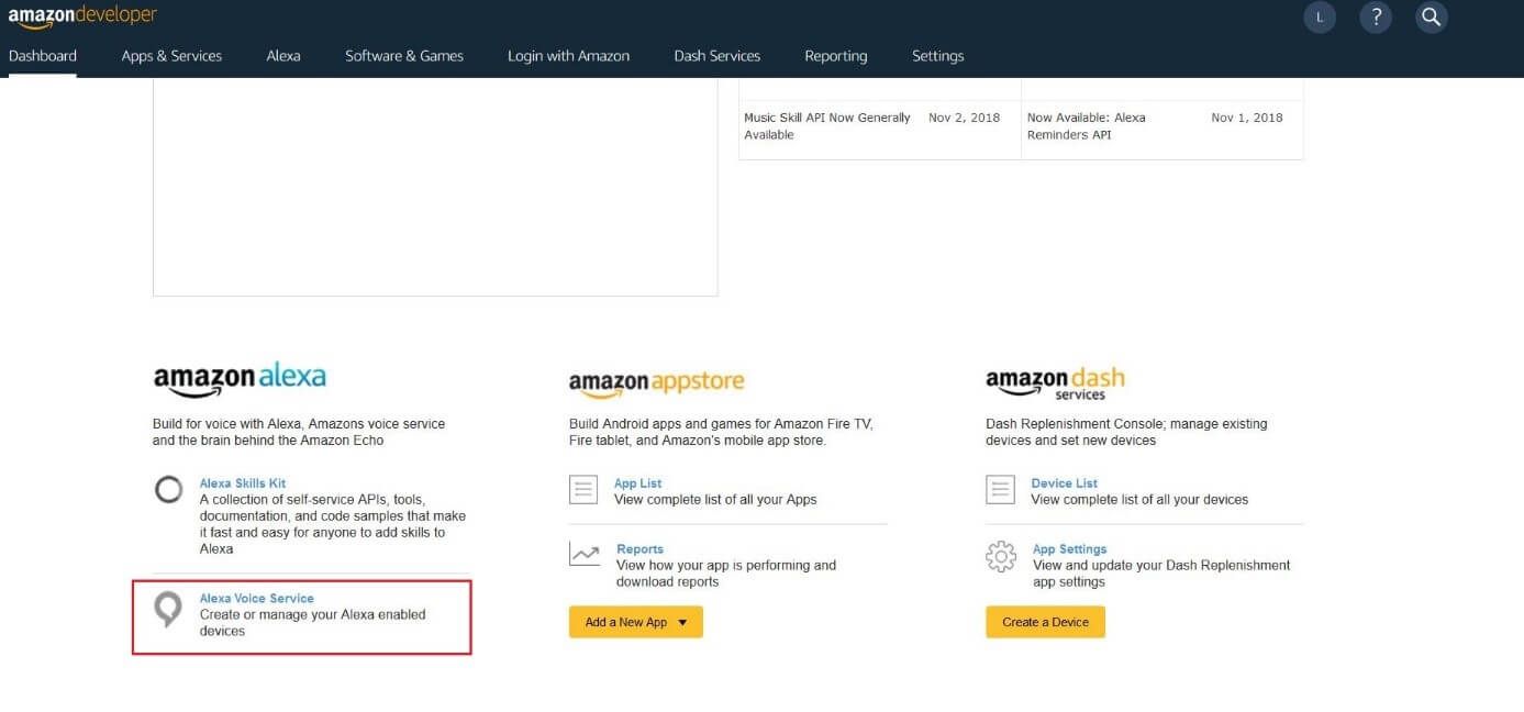 Amazon-Developer-Dashboard