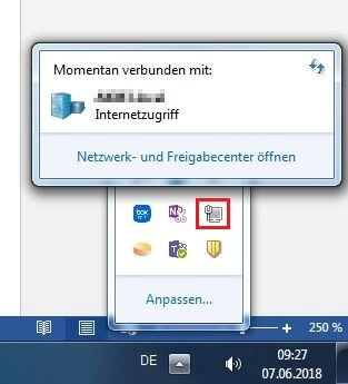 Benachrichtigungsfeld in Windows 8: Netzwerkverbindung
