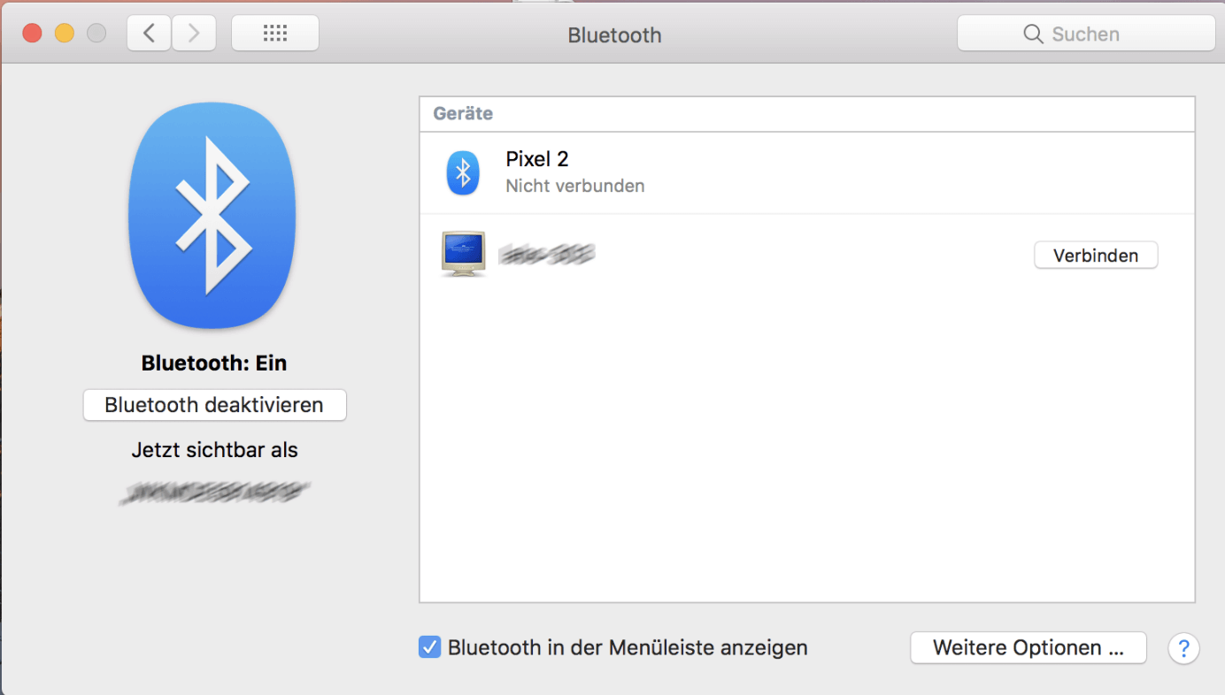 Bluetooth-Systemeinstellungen unter macOS