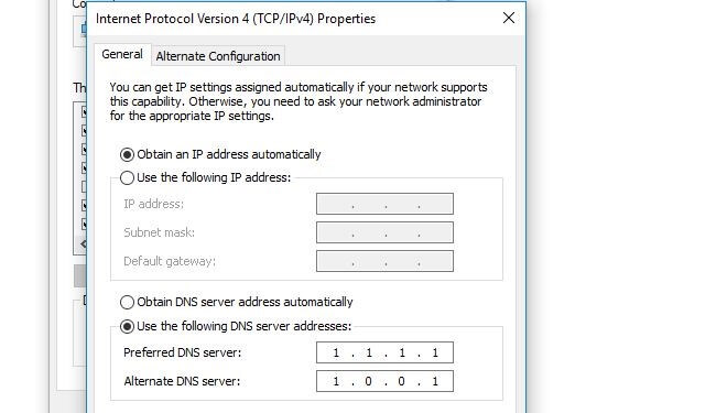 Internet Protocol Version 4 (TCP/IPv4): Menü „Eigenschaften“