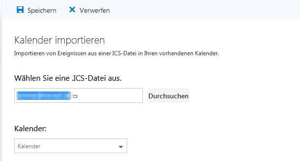 Kalender Importieren in der Outlook-Web-App
