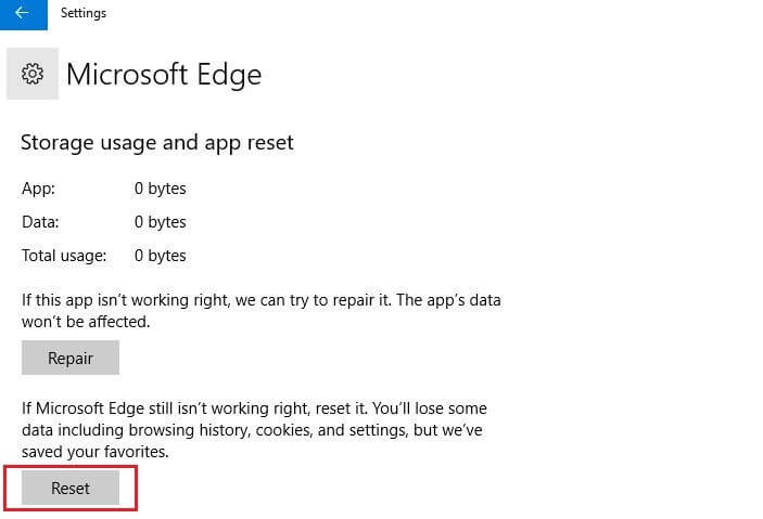 Microsoft Edge im „Apps & Features“-Menü
