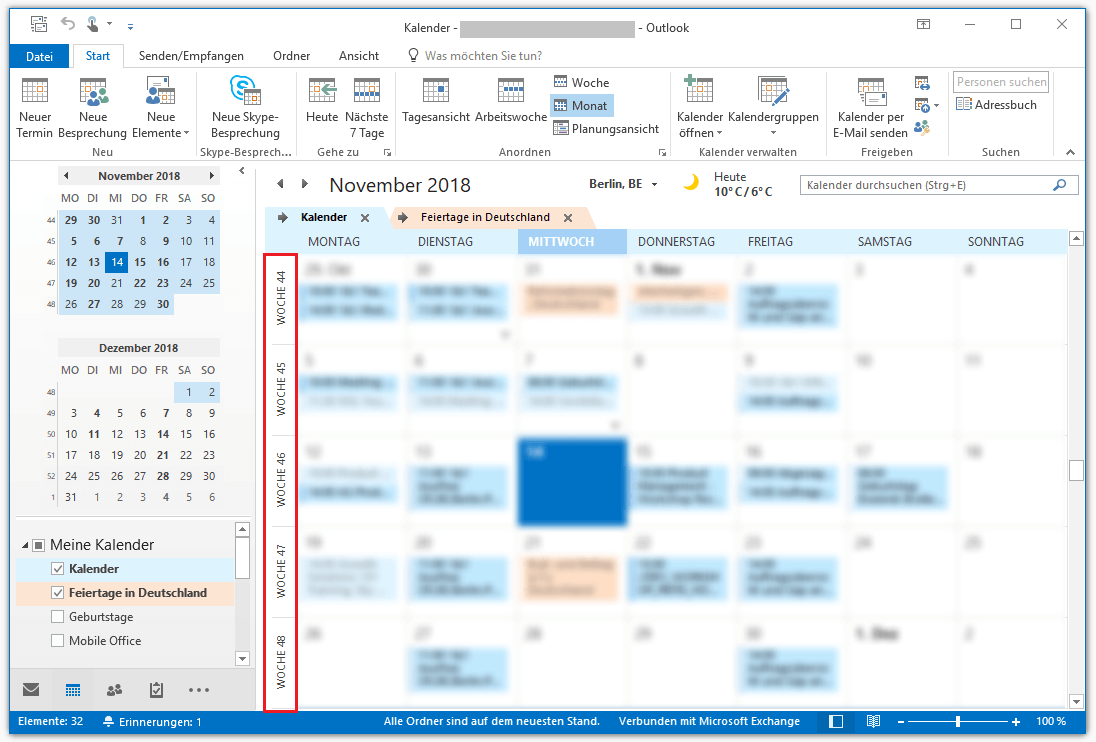 Outlook-Kalenderansicht