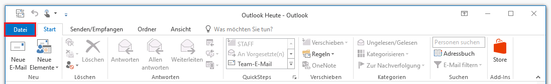 Outlook-Menü