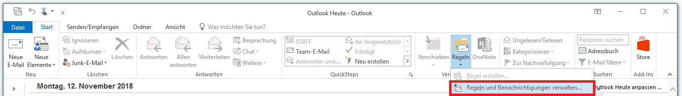 Outlook-Menüband: Reiter „Start“