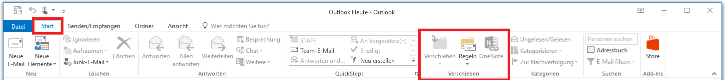 Outlook-Menüband: Reiter „Start“