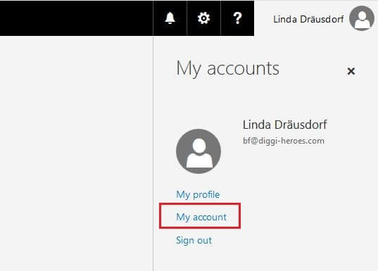 Outlook Web App: Übersicht der Accounts