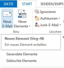 Screenshot der Option „Neue E-Mail erstellen“ in Outlook