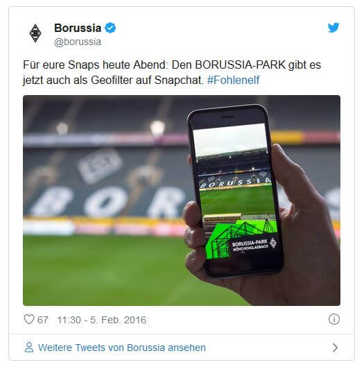 Borussia Snapchat Filter Tweet