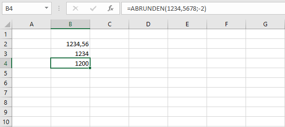 Einfache Version der ABRUNDEN-Formel in Excel