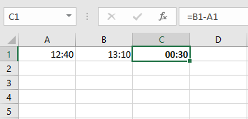 Beispiel, wie Stunden in Excel subtrahiert werden