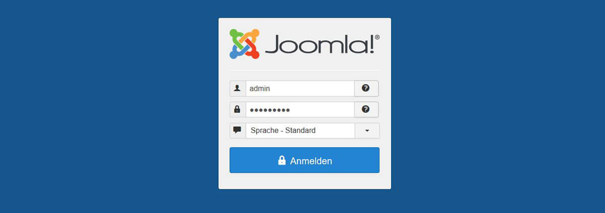 Joomla: Backend-Anmeldefenster