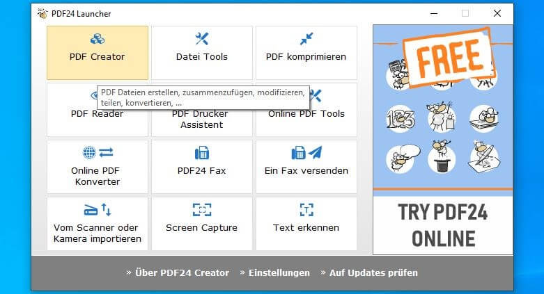 PDF 24 Launcher: Übersicht der Tools