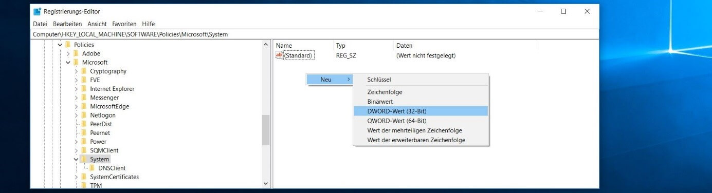 Windows 10: Registrierungs-Editor