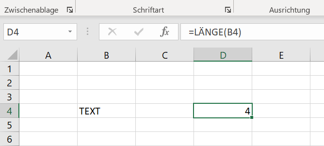LÄNGE-Funktion in Excel: Zeichen zählen