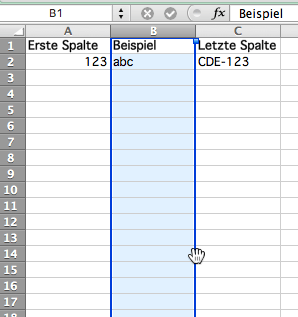Excel: Verschobene Spalte