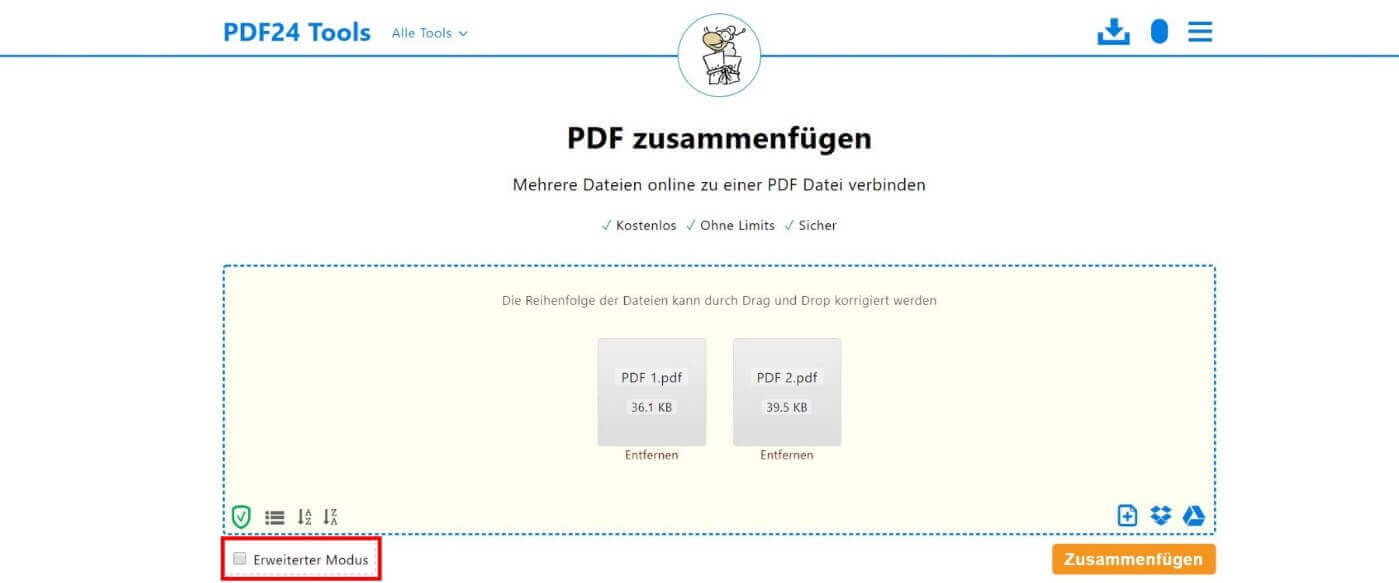 pdf tools mehrere seiten eine datei