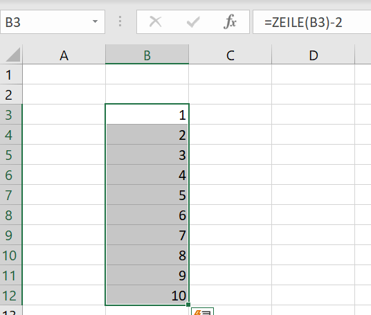 ZEILE-Funktion automatische Nummerierung