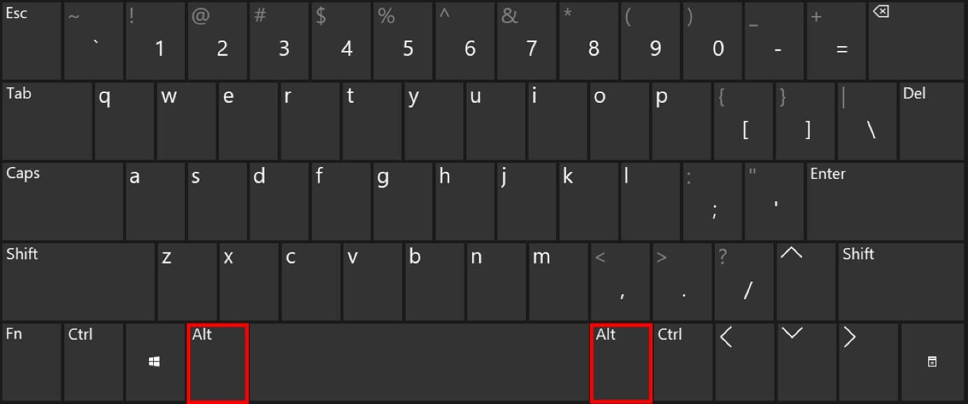 Alt-Tasten auf der englischsprachigen Windows-Tastatur