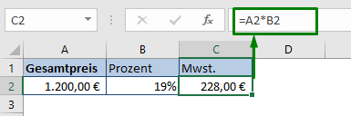 Anteil am Gesamtwert anhand der Prozente in Excel berechnen
