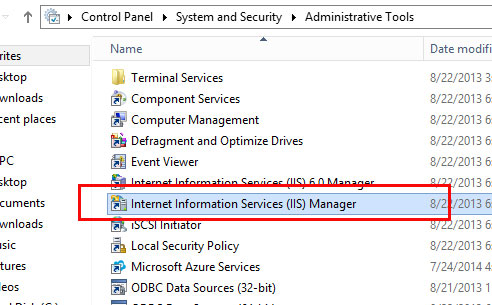 Administrative Tools: Internet Information Services (IIS) Manager