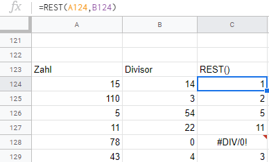 Excel-Mod-Funktion: Fehlermeldung #DIV/0!