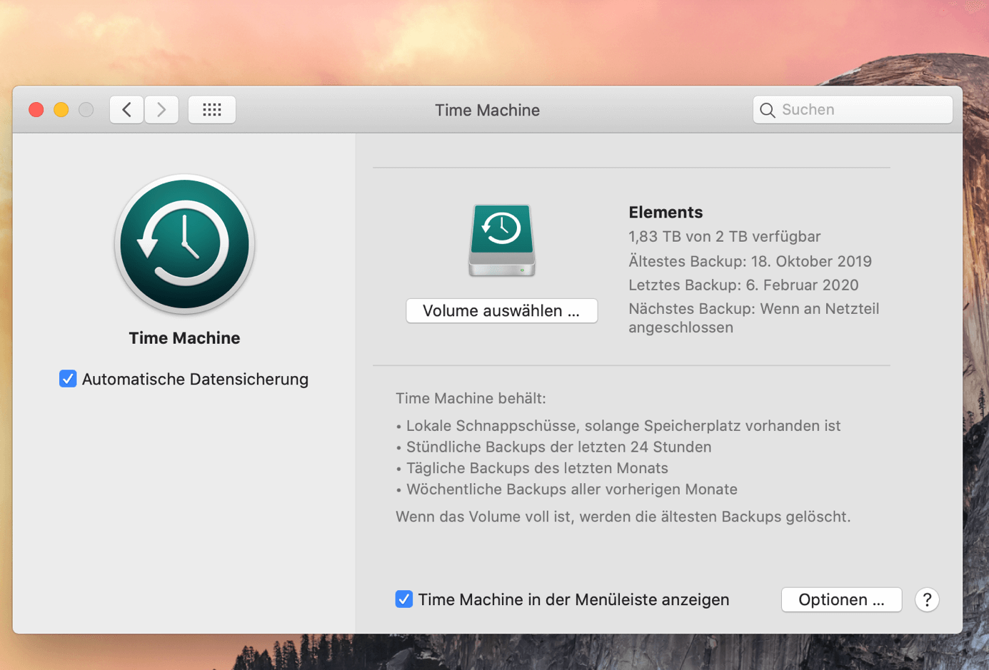 macOS: Einrichtung von Time Machine 