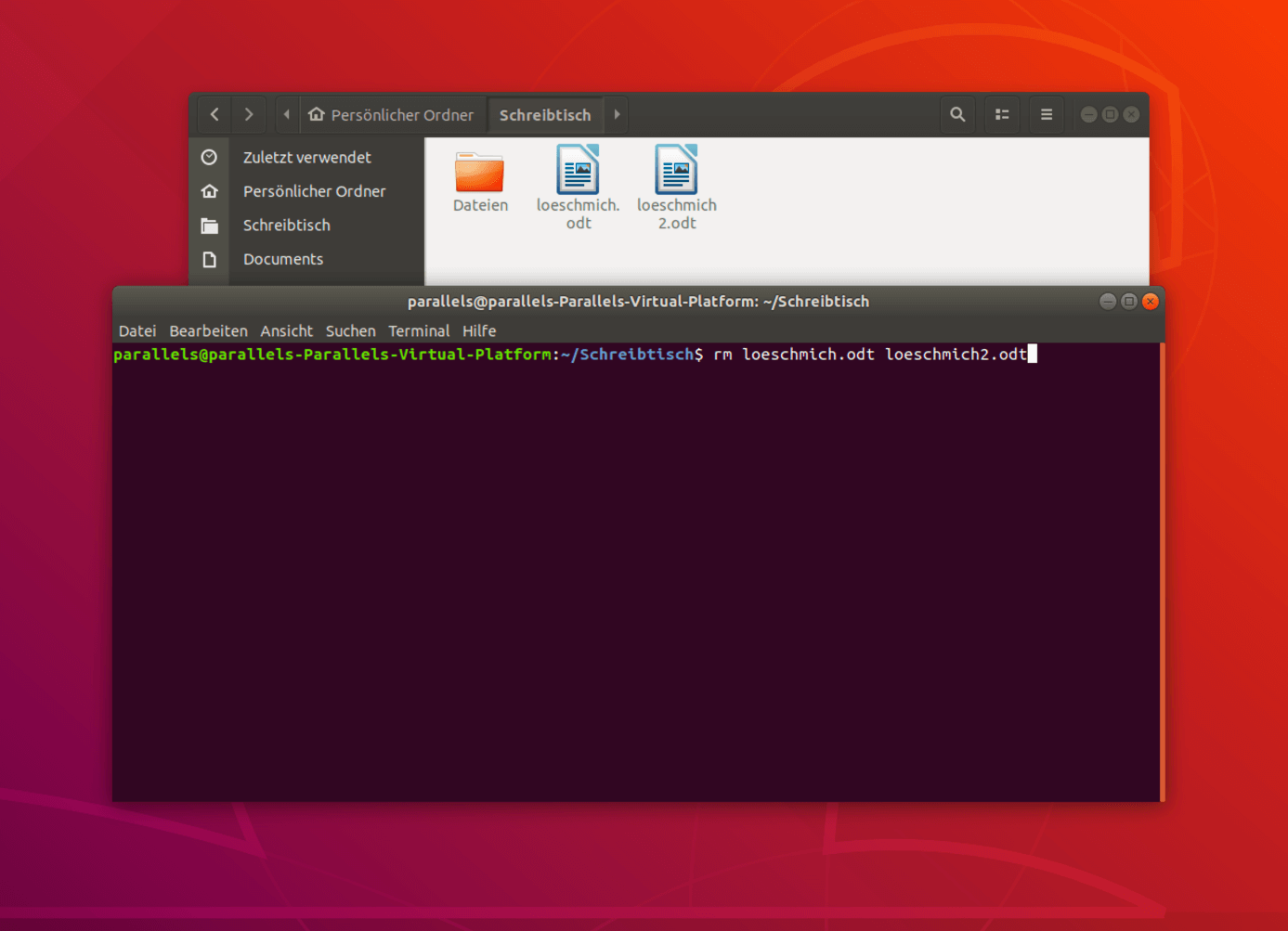 Mehrere Dateien über das Terminal in Linux löschen