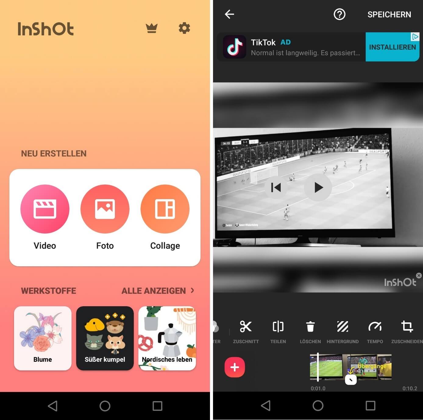 Screenshots der InShOt-Android-App