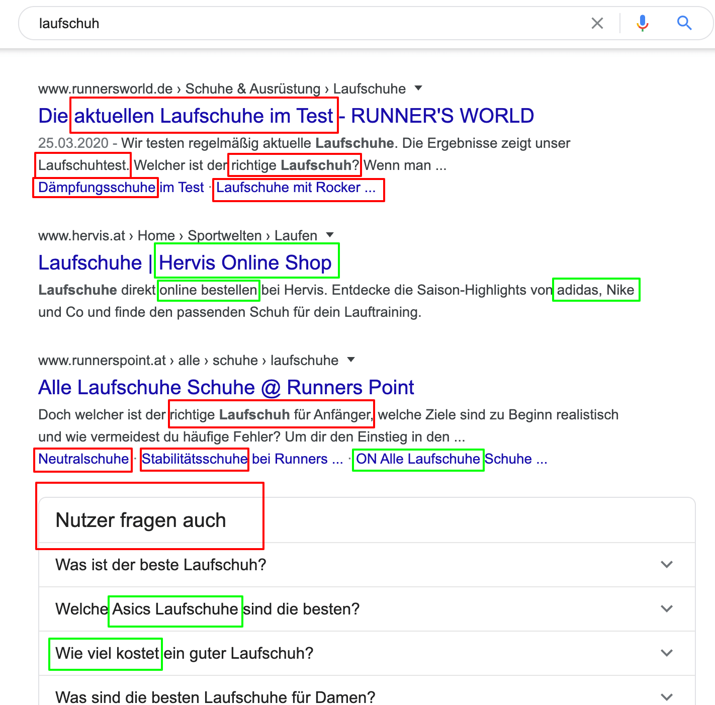 Organische Suchergebnisse für „laufschuh“ auf google.de