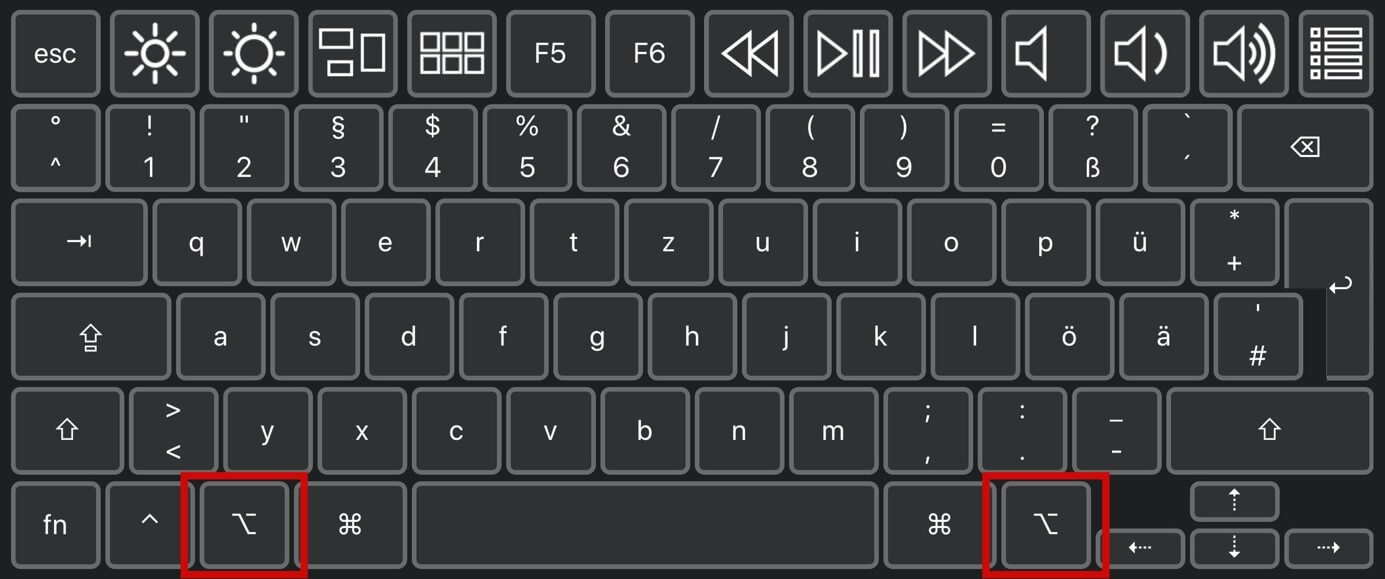 Tastatur eines Mac mit Wahltasten