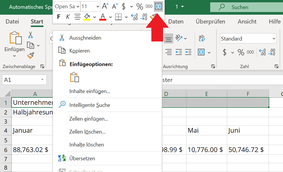 Excel: Zellen verbinden und zusammenführen | Anleitung - IONOS