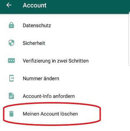 Account-Menü bei WhatsApp